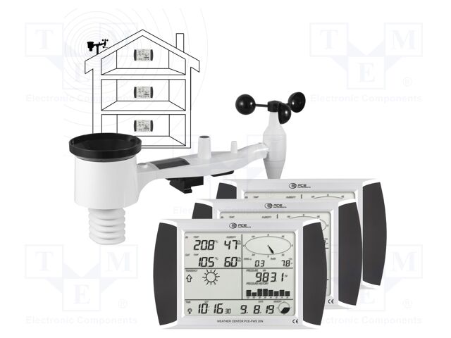 Weather station; touch screen,LCD 7"; -40÷60°C; 0÷50m/s; 1÷99%RH