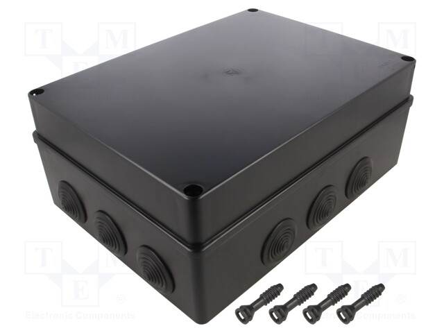 Enclosure: junction box; X: 220mm; Y: 300mm; Z: 120mm; IP65; black