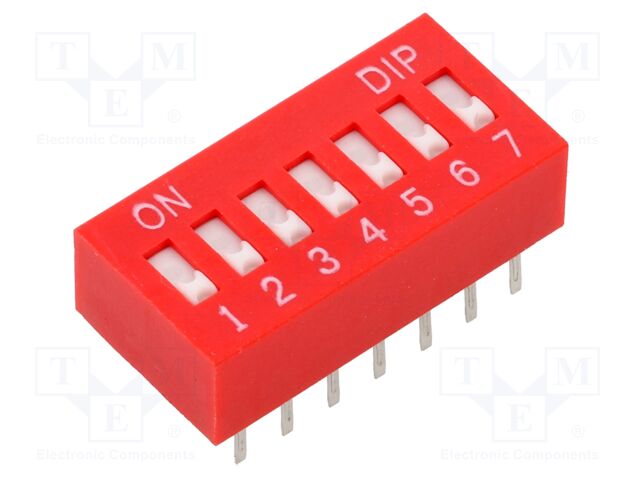 Switch: DIP-SWITCH; Poles number: 7; OFF-ON; 0.025A/24VDC; Pos: 2/7