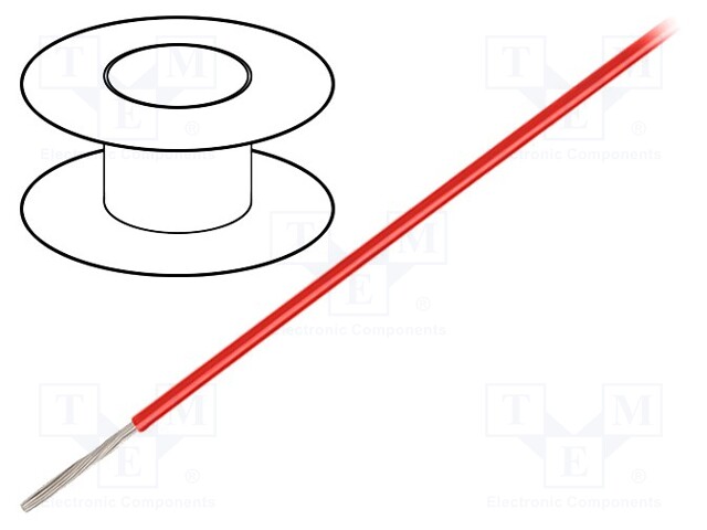 Wire; UL1213; stranded; Cu; 0.35mm2; 22AWG; red; teflon