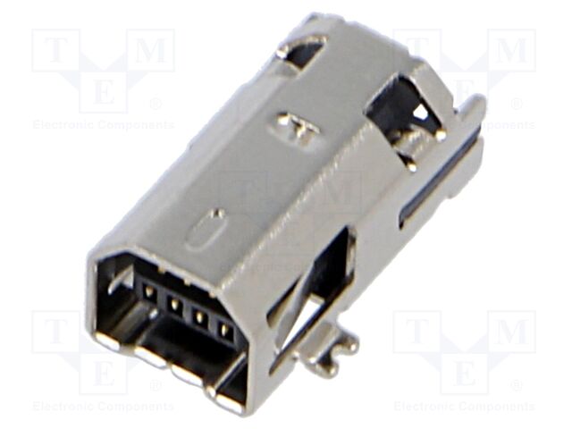 Socket; USB B mini; SMT; PIN: 4; horizontal