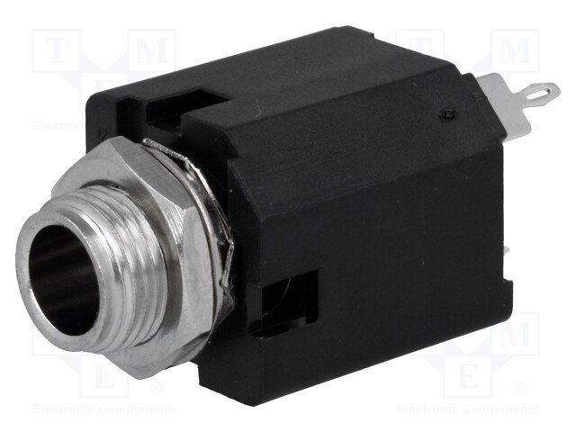 Socket; Jack 6,35mm; female; stereo; straight; for panel mounting