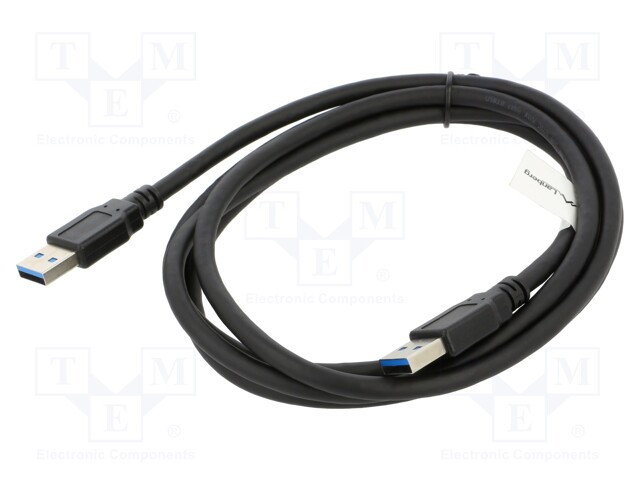 Cable; USB 3.0; USB A plug x2; nickel plated; 1.8m; black; Core: Cu