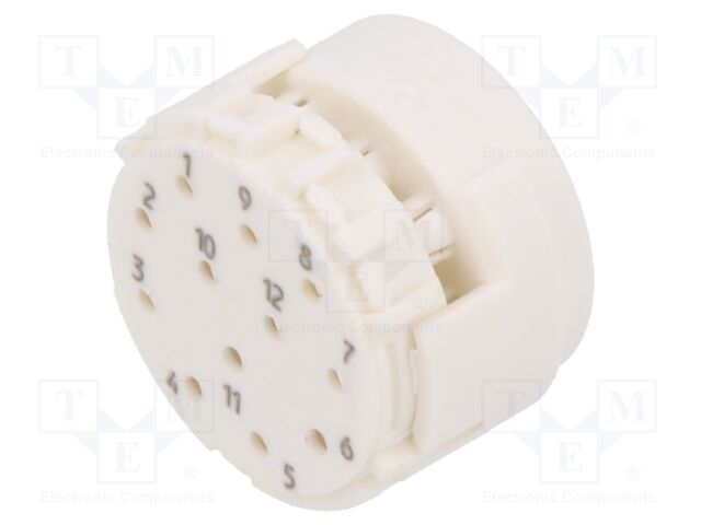Connector: M23; contact insert; male; w/o contacts; PIN: 12; 200V