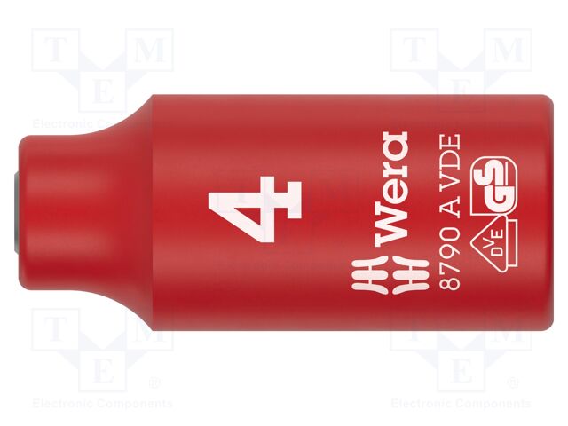 Socket; 6-angles,insulated,socket spanner; HEX 4mm; 1/4"; 1kVAC