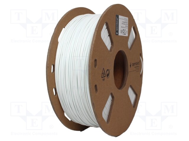 Filament: PLA; 1.75mm; white; 190÷220°C; 1kg; flexible