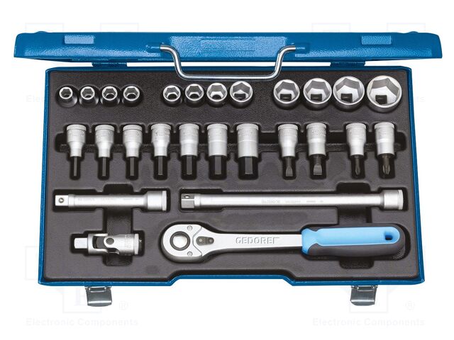 Wrench-set; 6-angles,rattle,socket spanner; 1/2"; 27pcs.
