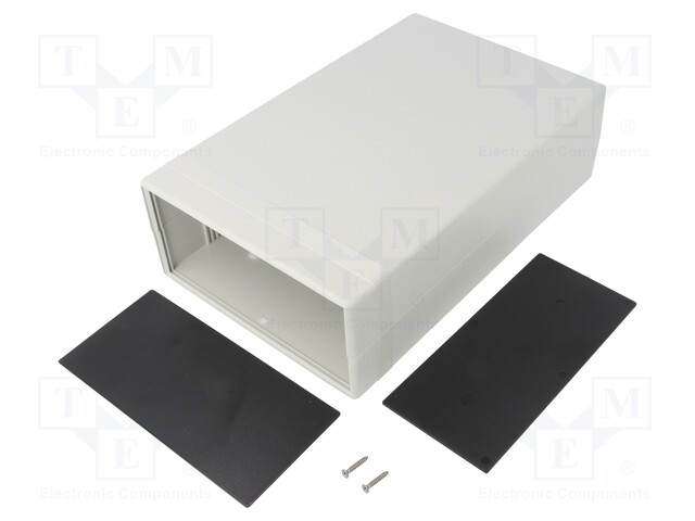 Enclosure: with panel; 1598; X: 160mm; Y: 250mm; Z: 76mm; ABS; grey