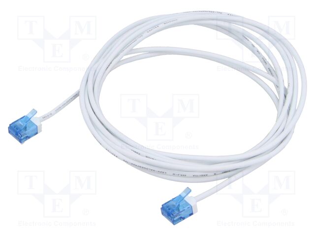 Patch cord; U/UTP; 6a; stranded; Cu; LSZH; white; 3m; 32AWG; -20÷75°C