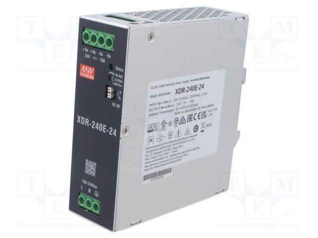 Power supply: switching; for DIN rail; 240W; 24VDC; 0÷10A; OUT: 1