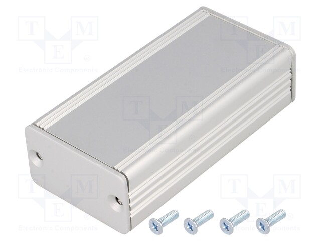 Enclosure: with panel; AKG; X: 41mm; Y: 80mm; Z: 24mm; aluminium; grey