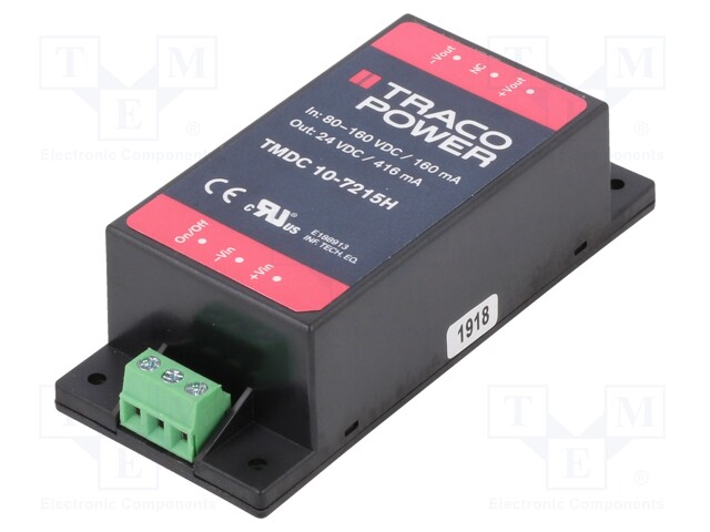 Converter: DC/DC; 10W; Uin: 80÷160V; Uout: 24VDC; Iout: 416mA; 69g