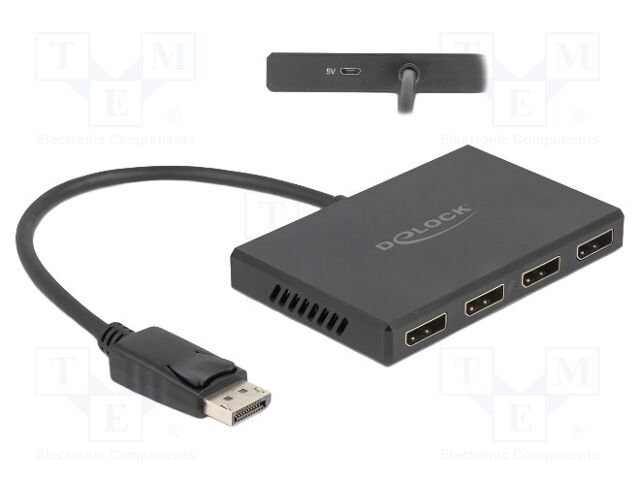 Splitter; DisplayPort 1.4; 0.25m; black; plastic; black