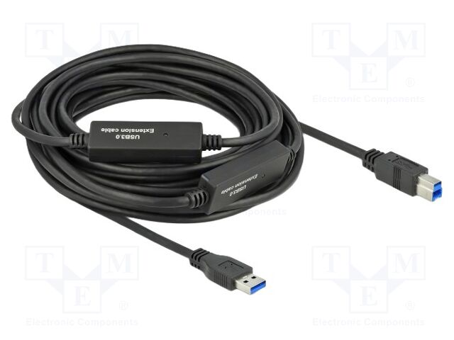 Cable; USB A plug,USB B plug; 10m; black; 24AWG,28AWG