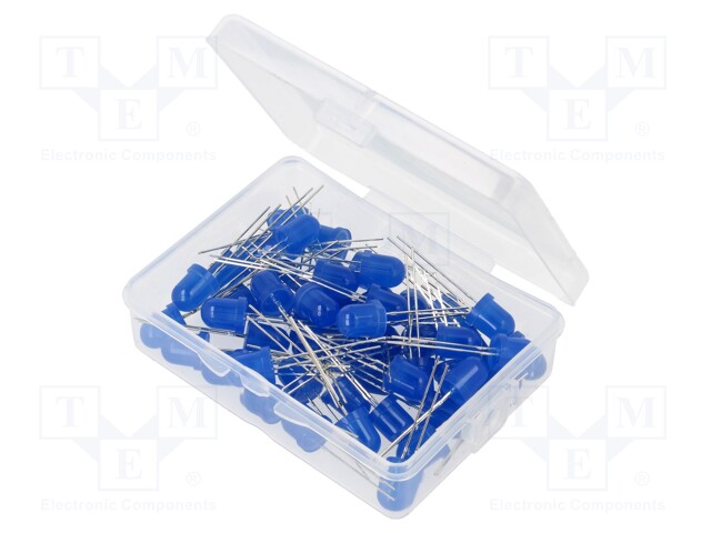 Kit: LED; 8mm; THT; 50pcs; blue; 3÷15V; Kit: LED diode blue x50; 60°
