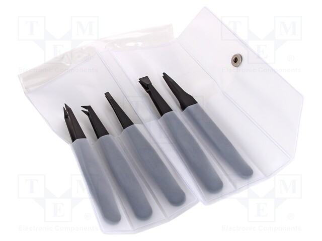 Set of tweezers; ESD; 5pcs.