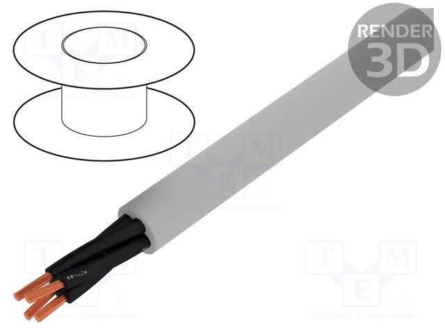 Wire; stranded; Cu; JZ-500; 4x0,75mm2; unshielded; grey; PVC