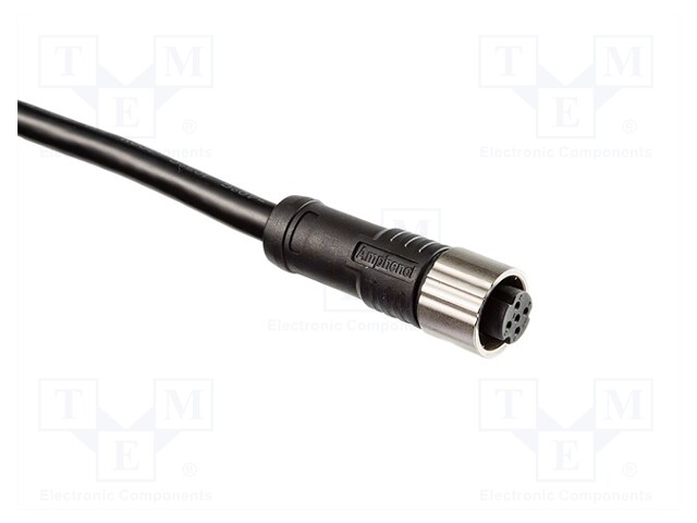 Plug; M12; PIN: 5; female; 1m; IP68; 5A; straight; cables