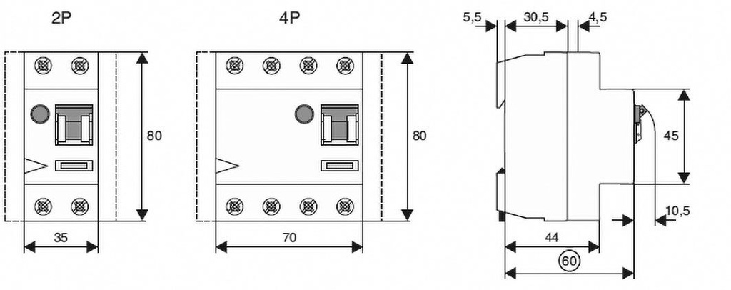 RCD breaker; Inom: 25A; Ires: 300mA; Max surge current: 500A; IP20