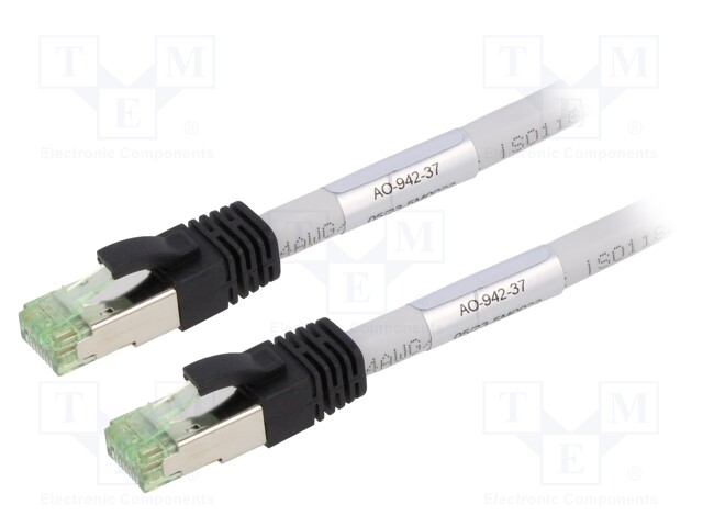Patch cord; S/FTP; Cat 8; stranded; Cu; LSZH; grey; 5m; 24AWG