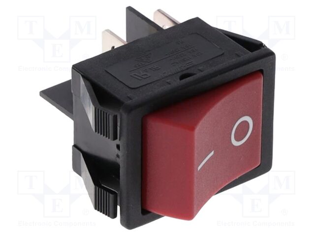 ROCKER; DPST-NO; Pos: 2; ON-OFF; 16A/250VAC; red; none; Body: black