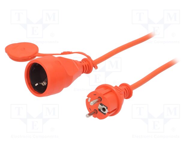 Extension lead; 3x1.5mm2; Sockets: 1; PVC; orange; 15m; 10A