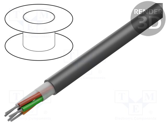 Wire; Manhattan™; 3x22AWG; unshielded; PVC; grey; 300V; 305m; 1000ft