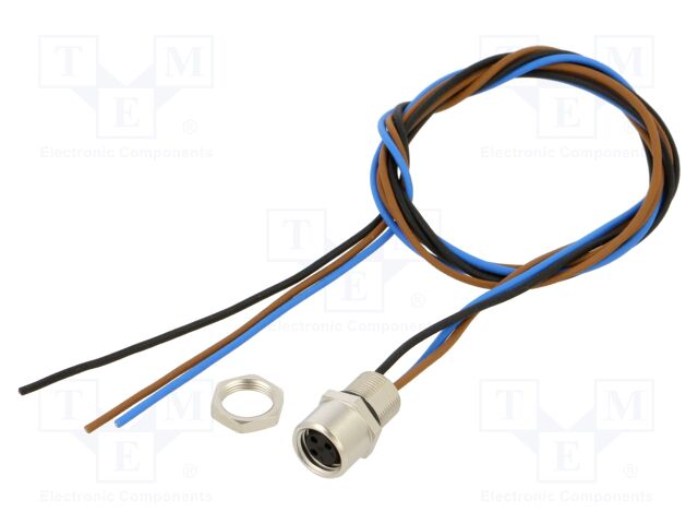 Connection lead; M8; PIN: 3; straight; 0.5m; socket; 60VAC; 60VDC
