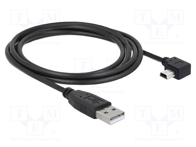 Cable; USB 2.0; USB A plug,USB B mini plug 90° left/right; 2m