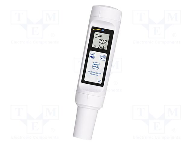 Meter: pH; LCD; -1÷15pH; 0÷60°C; Accur: ±1°C; Dim: Ø40x186mm