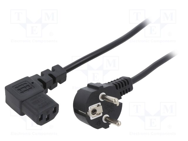 Cable; 3x0.75mm2; CEE 7/7 (E/F) plug angled,IEC C13 female 90°