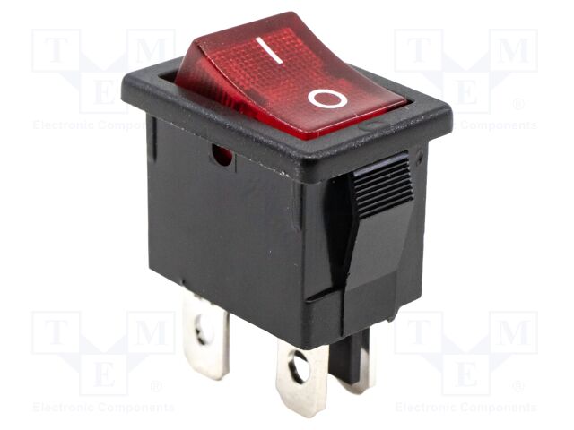 ROCKER; DPST-NO; Pos: 2; ON-OFF; 6A/250VAC; red; LED; Rcont max: 20mΩ