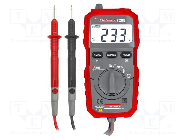 Digital multimeter; LCD; 3,5 digit (6000); 3x/s; VDC: 200mV÷600V