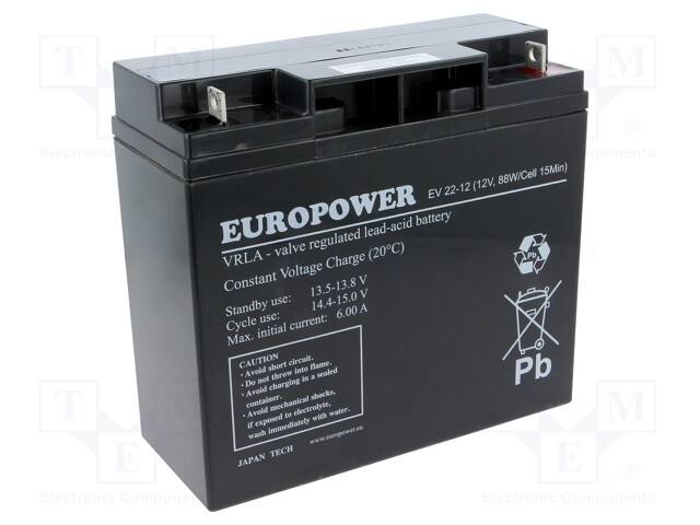 Re-battery: acid-lead; 12V; 20Ah; AGM; maintenance-free