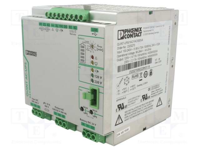 Module: UPS; 400W; 2.2A; 80÷264VAC; DIN; 125x130x125mm; 2244g
