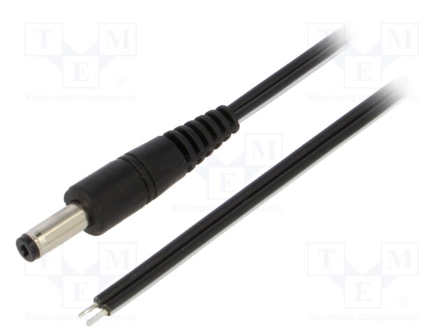 Cable; wires,DC 4,8/1,7 plug; straight; 0.5mm2; black; 0.5m