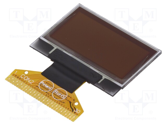 Display: OLED; graphical; 1"; 128x64; Dim: 26.7x19.26x1.26mm