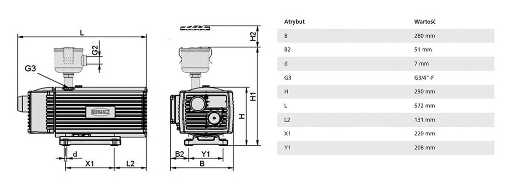 Vacuum pump; 67dBA; IP55; Suction rate @50Hz: 40m3/h; EVE-TR