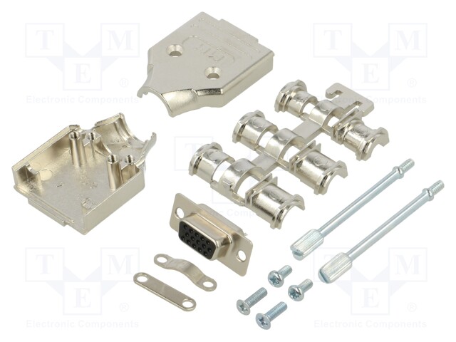 D-Sub HD; PIN: 15; plug; female; for cable; straight; soldering