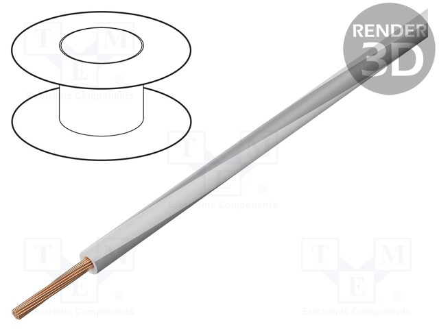 Wire; LgY; stranded; Cu; 2.5mm2; white-grey; PVC; 300/500V; 50m