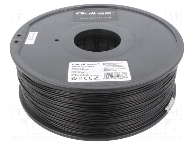 Filament: ABS PRO; 1.75mm; black; 220÷260°C; 1kg