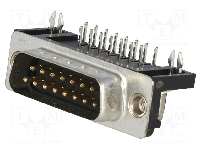 D-Sub; PIN: 15; socket; male; 7,2mm standard; Locking: screws; THT