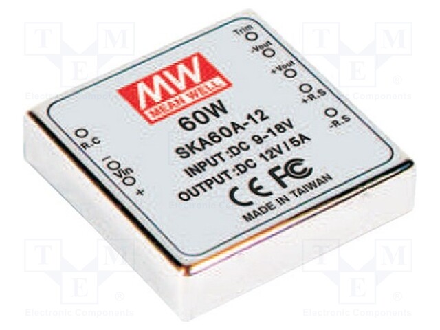 Converter: DC/DC; 60W; Uin: 18÷36V; 12VDC; Iout: 5A; 2"x2"; 67g; OUT: 1