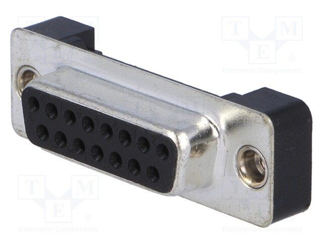 D-Sub; PIN: 15; socket; female; with threaded hole; Locking: screws