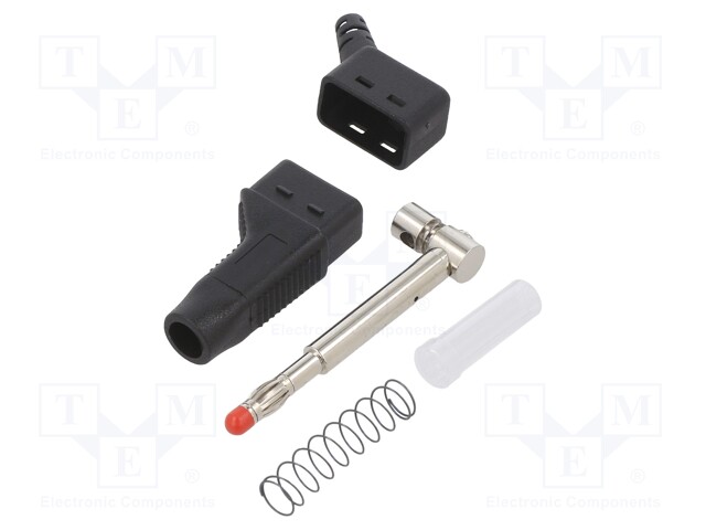 Plug; 4mm banana; 32A; 30VAC; 60VDC; black; 2.5mm2; on cable