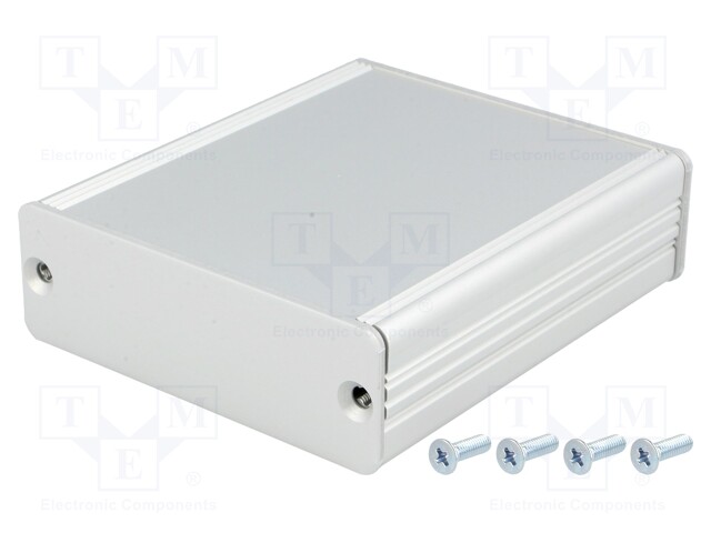 Enclosure: with panel; AKG; X: 71mm; Y: 80mm; Z: 24mm; aluminium; grey