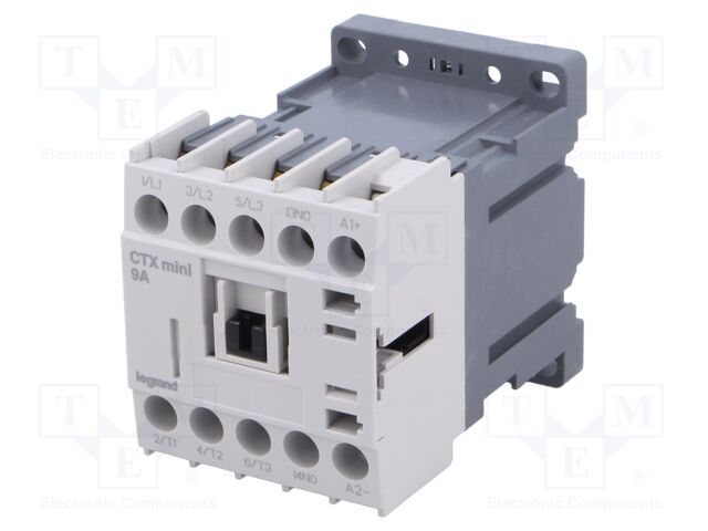 Contactor: 3-pole; NO x3; Auxiliary contacts: NO; 24VDC; 9A; DIN