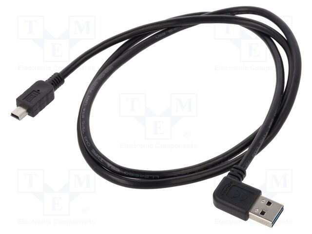 Cable; USB 2.0; gold-plated; 1m; black; 24AWG,28AWG; 480Mbps