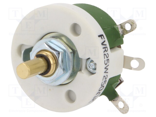 Potentiometer: shaft; single turn; 250Ω; 25W; ±10%; 6mm; wirewound