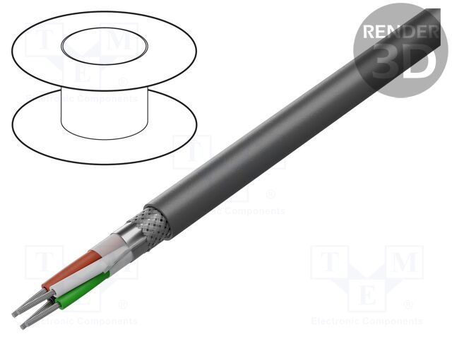 Wire; Xtra Guard® 1; 3x14AWG; PVC; dark grey; 600V; 30.5m; 100ft